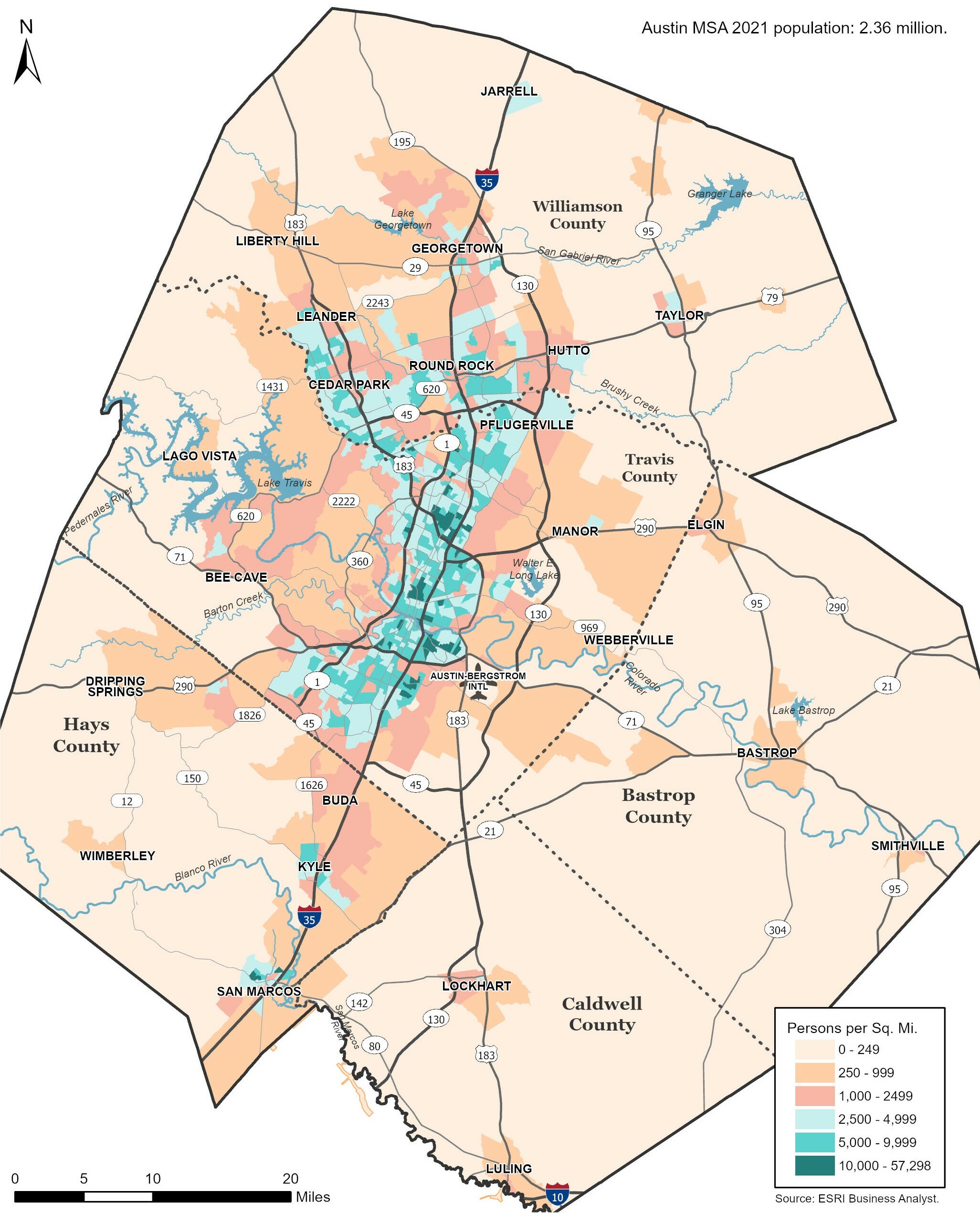 Population density Austin Chamber of Commerce